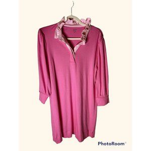 Crown & Ivy Womans Medium Pink 3/4 Sleeve Cotton Shift Dress
